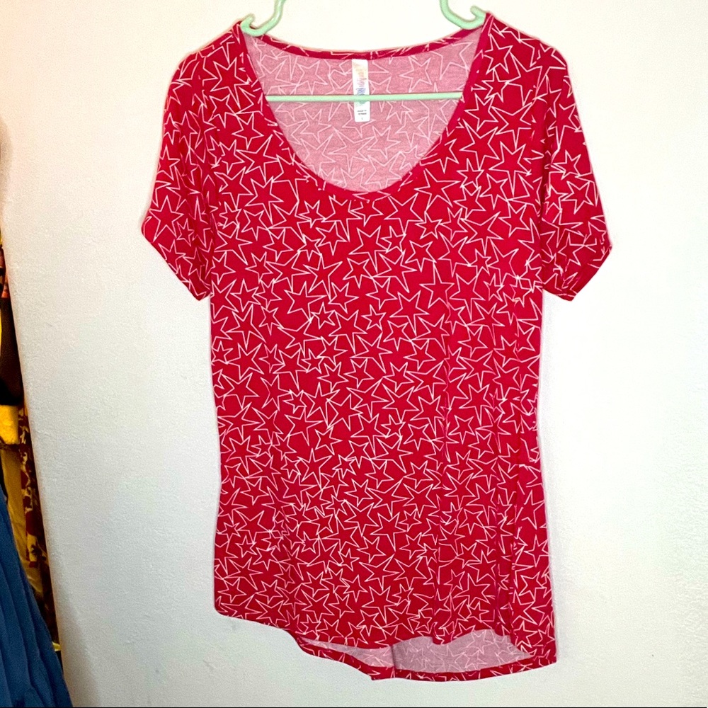 Pink Lularoe top with stars Size small